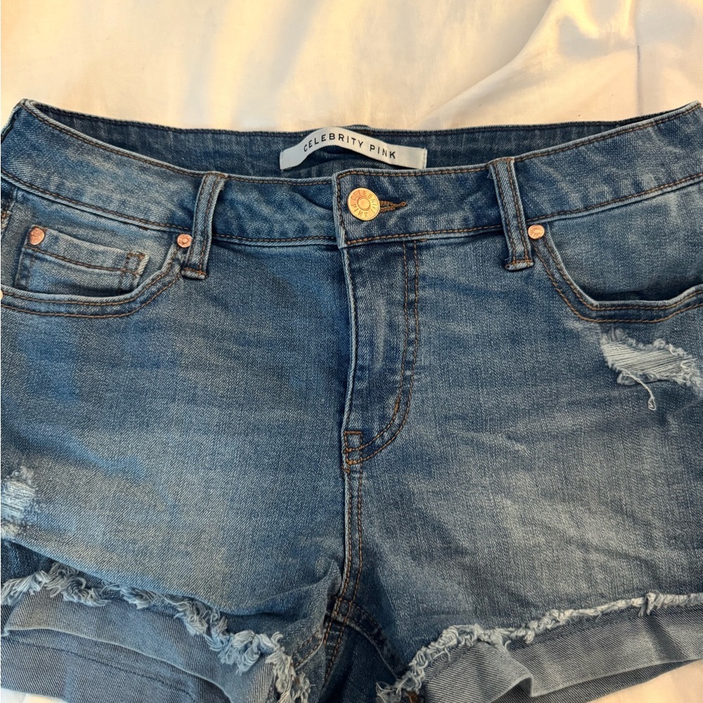 Celebrity Pink Distressed Blue Jean Shorts